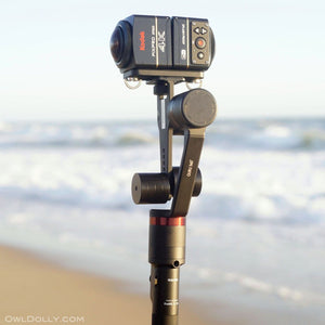 Guru 360° gimbal stabilizer and Dual Kodak Pixpro SP360 Camera setup make filming a skip on the beach